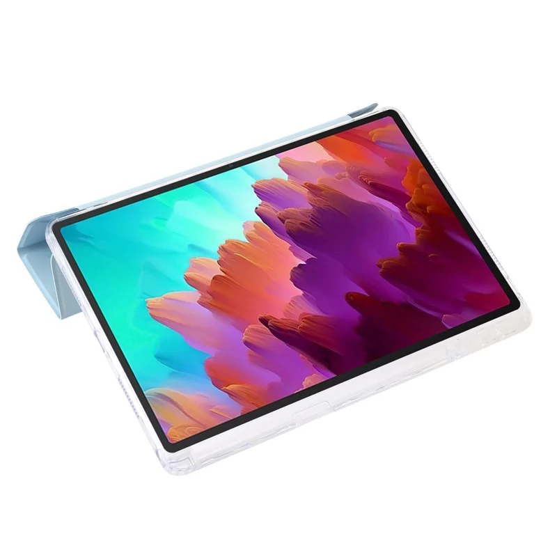 Futerał do Lenovo Tab K11 Gen 2 / Idea Tab / Xiaoxin Pad 11 2025 z syntetycznej skóry PU z origami podstawką przezroczysta obudowa na tablet - jasnoniebieski