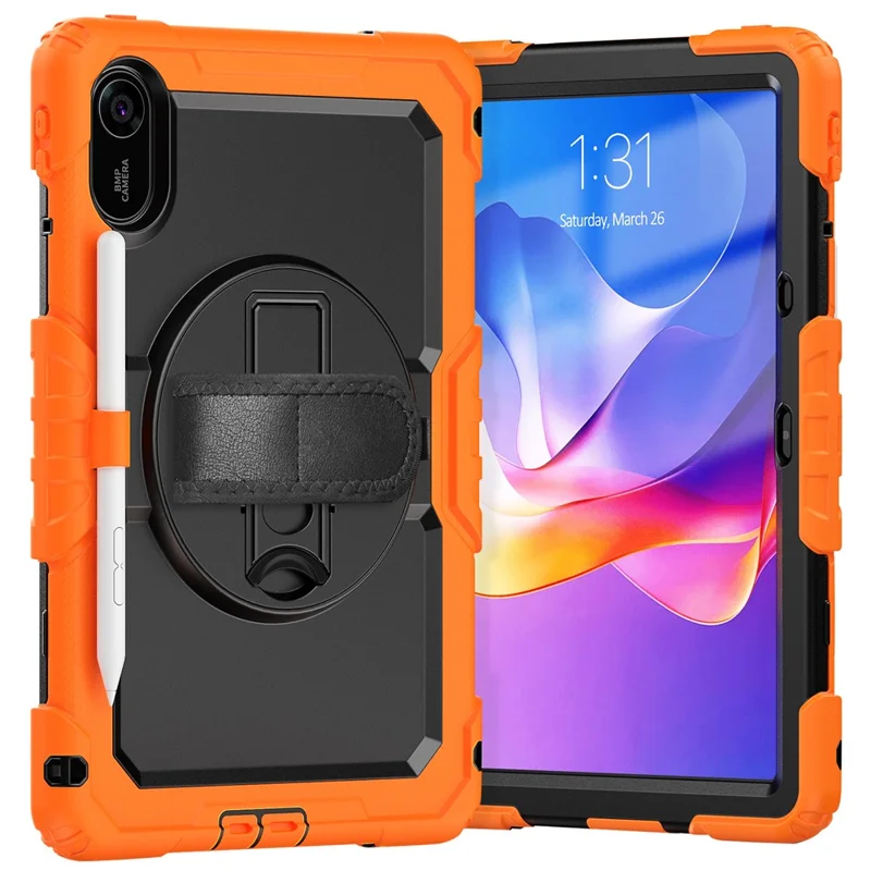 For Xiaomi Redmi Pad 2 Case with PET Film / Stylus Holder / Shoulder Strap PC Silicone Tablet Cover - Orange
