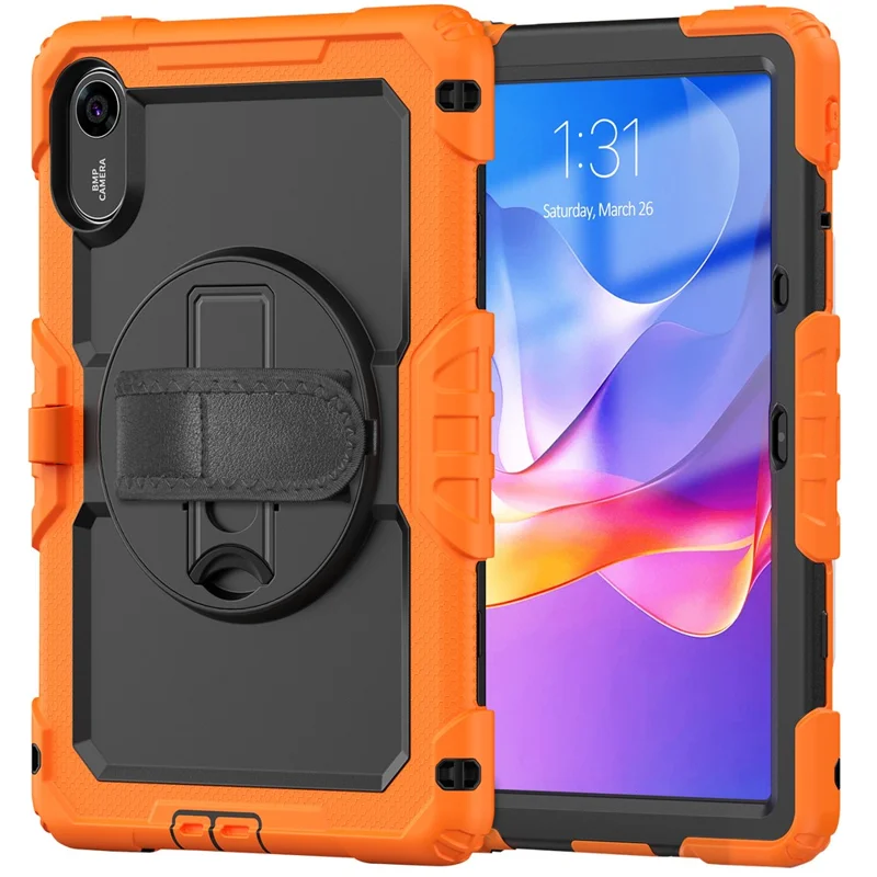 For Xiaomi Redmi Pad 2 Case with PET Film / Stylus Holder / Shoulder Strap PC Silicone Tablet Cover - Orange