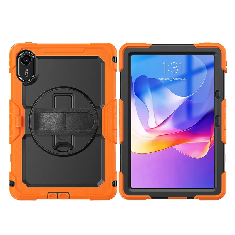 For Xiaomi Redmi Pad 2 Case with PET Film / Stylus Holder / Shoulder Strap PC Silicone Tablet Cover - Orange
