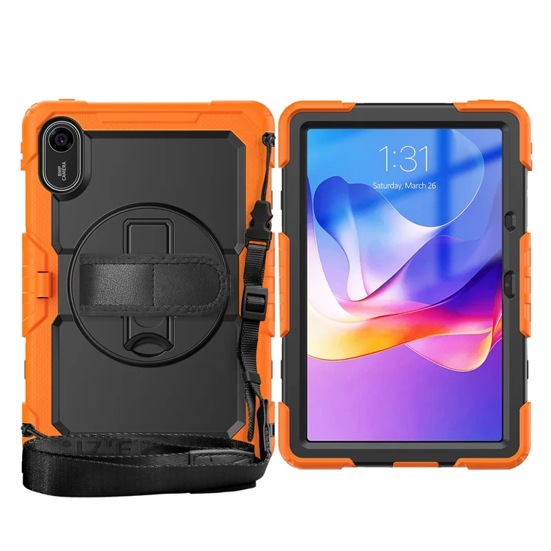 For Xiaomi Redmi Pad 2 Case with PET Film / Stylus Holder / Shoulder Strap PC Silicone Tablet Cover - Orange