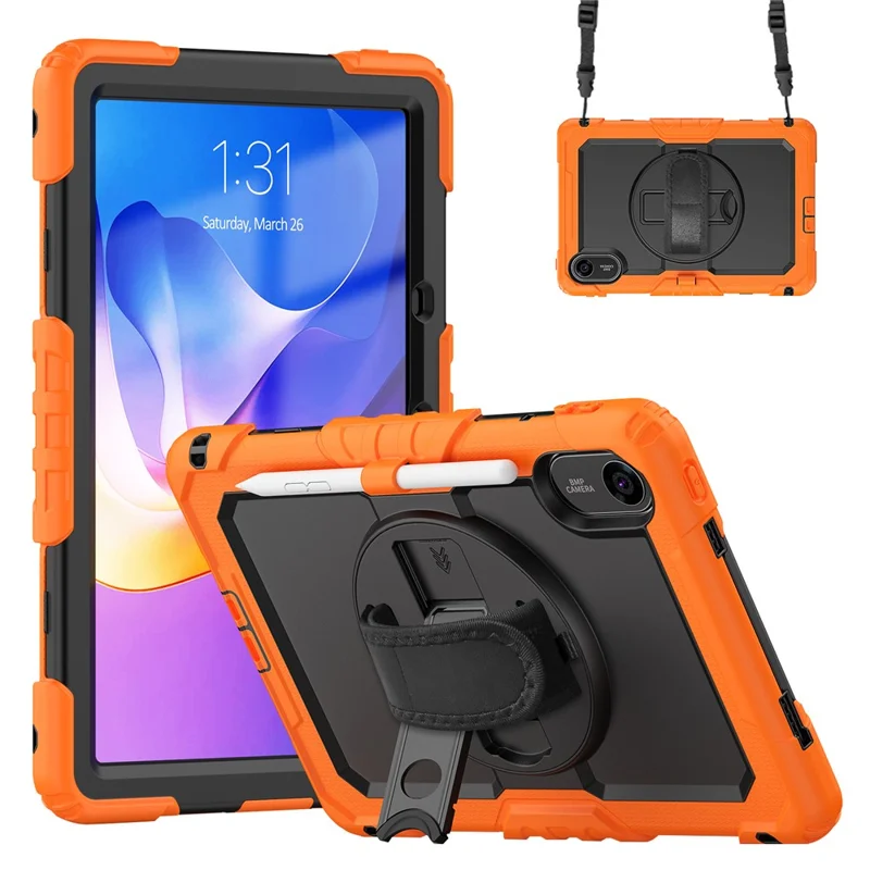 For Xiaomi Redmi Pad 2 Case with PET Film / Stylus Holder / Shoulder Strap PC Silicone Tablet Cover - Orange