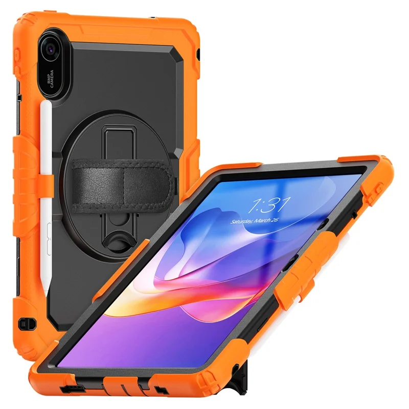 For Xiaomi Redmi Pad 2 Case with PET Film / Stylus Holder / Shoulder Strap PC Silicone Tablet Cover - Orange