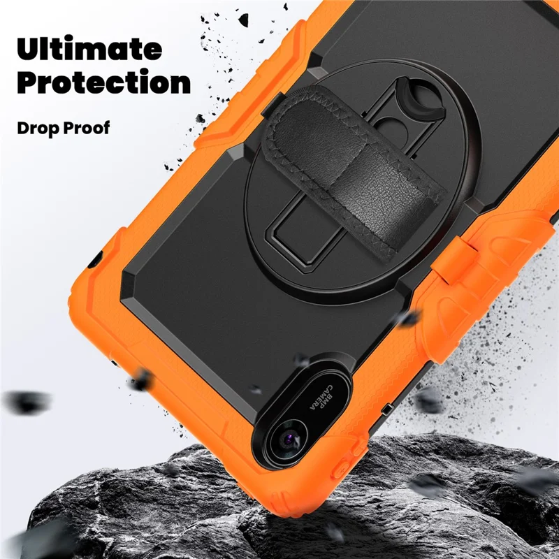 For Xiaomi Redmi Pad 2 Case with PET Film / Stylus Holder / Shoulder Strap PC Silicone Tablet Cover - Orange