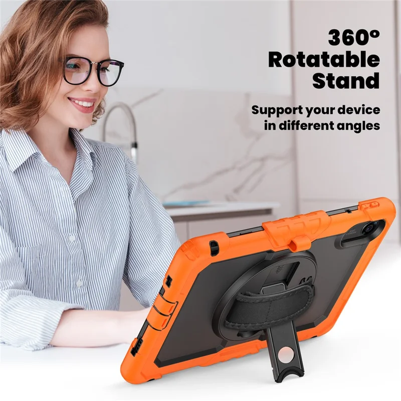 For Xiaomi Redmi Pad 2 Case with PET Film / Stylus Holder / Shoulder Strap PC Silicone Tablet Cover - Orange