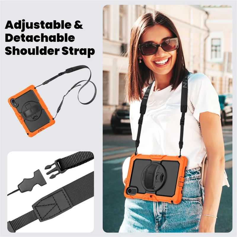 For Xiaomi Redmi Pad 2 Case with PET Film / Stylus Holder / Shoulder Strap PC Silicone Tablet Cover - Orange