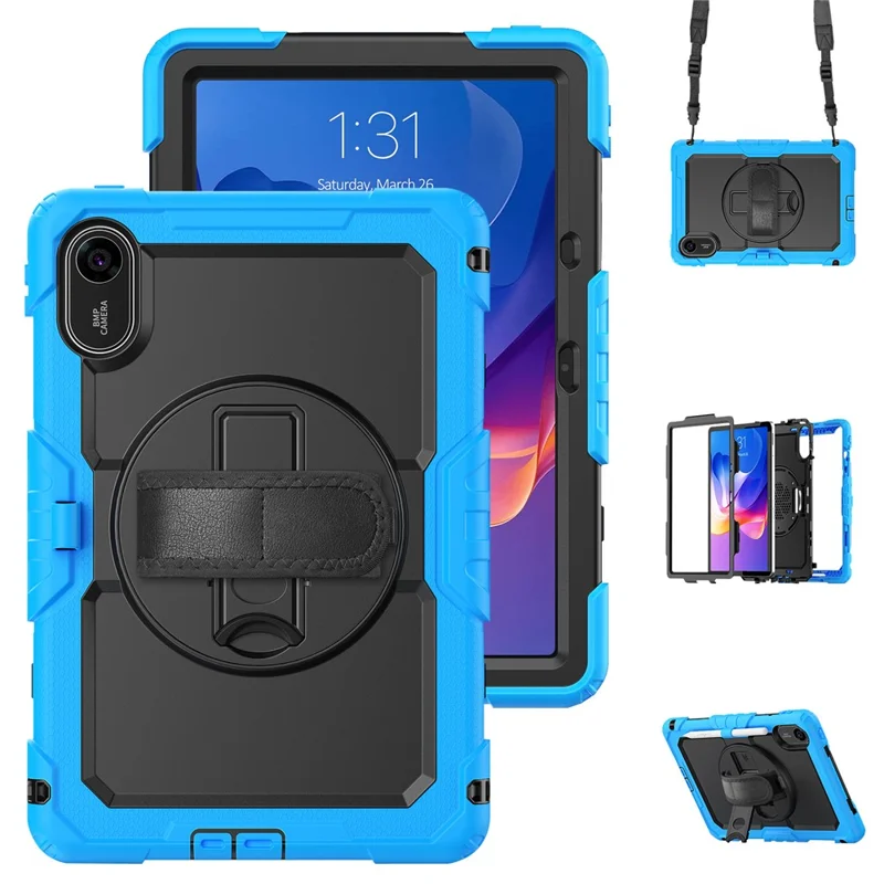 For Xiaomi Redmi Pad 2 11 Case with PET Film / Stylus Holder / Shoulder Strap PC Silicone Tablet Cover - Baby Blue