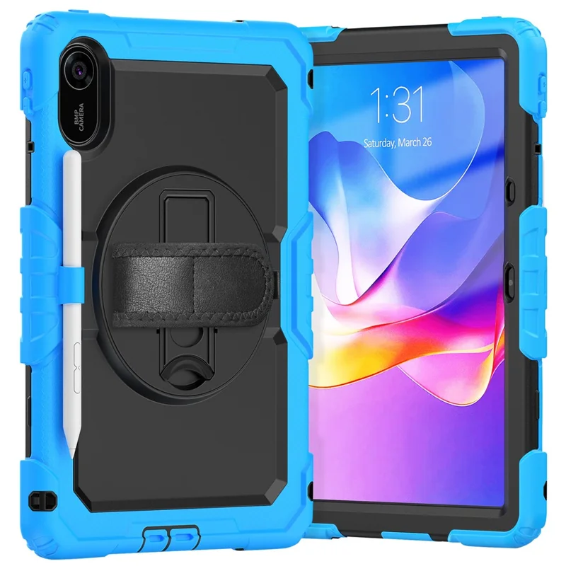 For Xiaomi Redmi Pad 2 11 Case with PET Film / Stylus Holder / Shoulder Strap PC Silicone Tablet Cover - Baby Blue