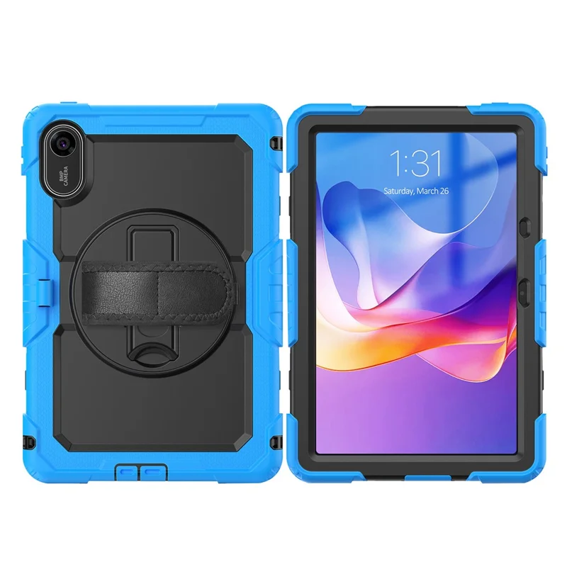 For Xiaomi Redmi Pad 2 11 Case with PET Film / Stylus Holder / Shoulder Strap PC Silicone Tablet Cover - Baby Blue