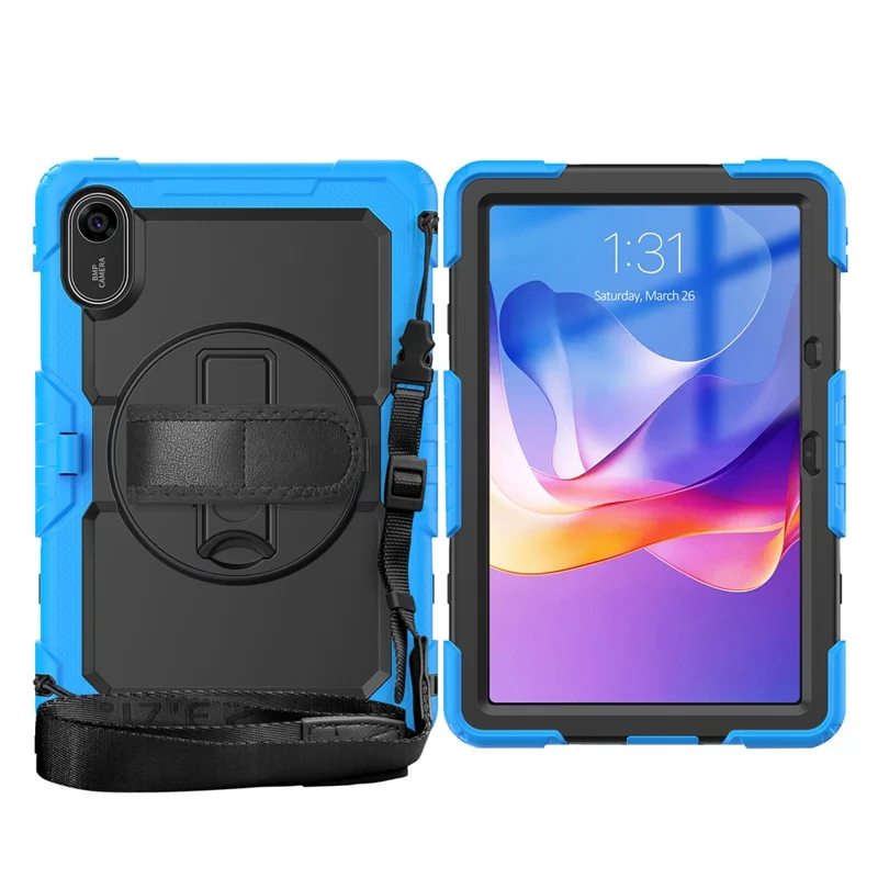 For Xiaomi Redmi Pad 2 11 Case with PET Film / Stylus Holder / Shoulder Strap PC Silicone Tablet Cover - Baby Blue