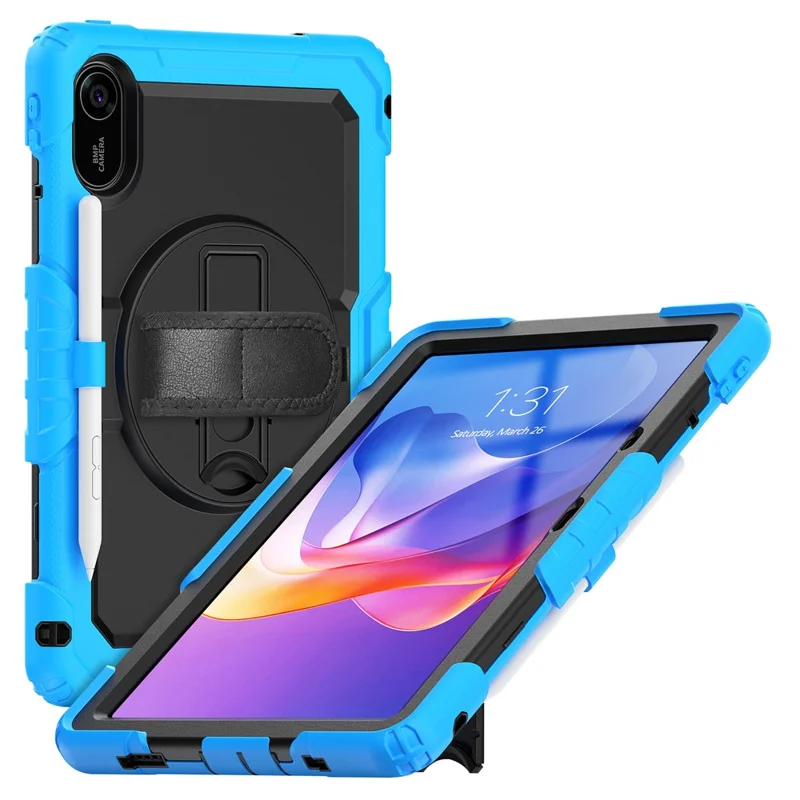 For Xiaomi Redmi Pad 2 11 Case with PET Film / Stylus Holder / Shoulder Strap PC Silicone Tablet Cover - Baby Blue