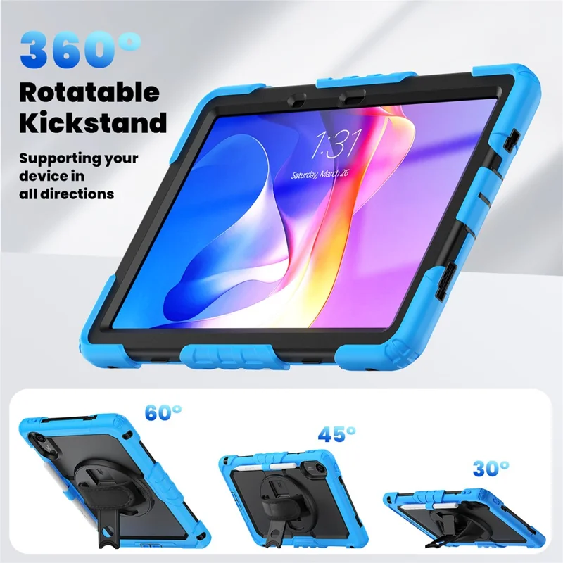 For Xiaomi Redmi Pad 2 11 Case with PET Film / Stylus Holder / Shoulder Strap PC Silicone Tablet Cover - Baby Blue