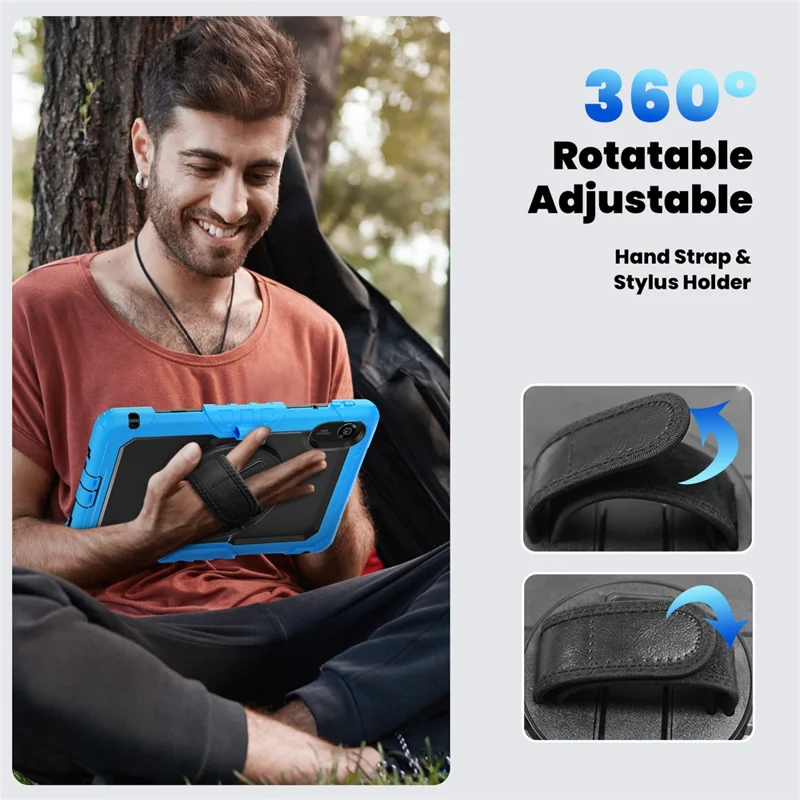 For Xiaomi Redmi Pad 2 11 Case with PET Film / Stylus Holder / Shoulder Strap PC Silicone Tablet Cover - Baby Blue
