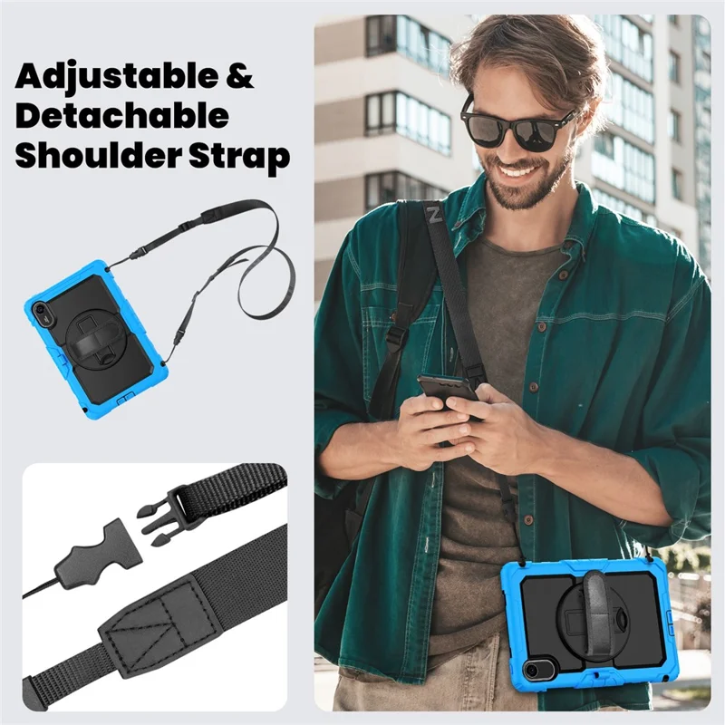 For Xiaomi Redmi Pad 2 11 Case with PET Film / Stylus Holder / Shoulder Strap PC Silicone Tablet Cover - Baby Blue