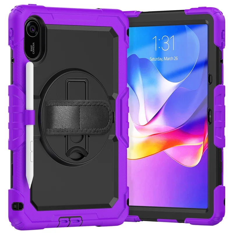 For Xiaomi Redmi Pad 2 11 Case with PET Film / Stylus Holder / Shoulder Strap PC Silicone Tablet Cover - Purple