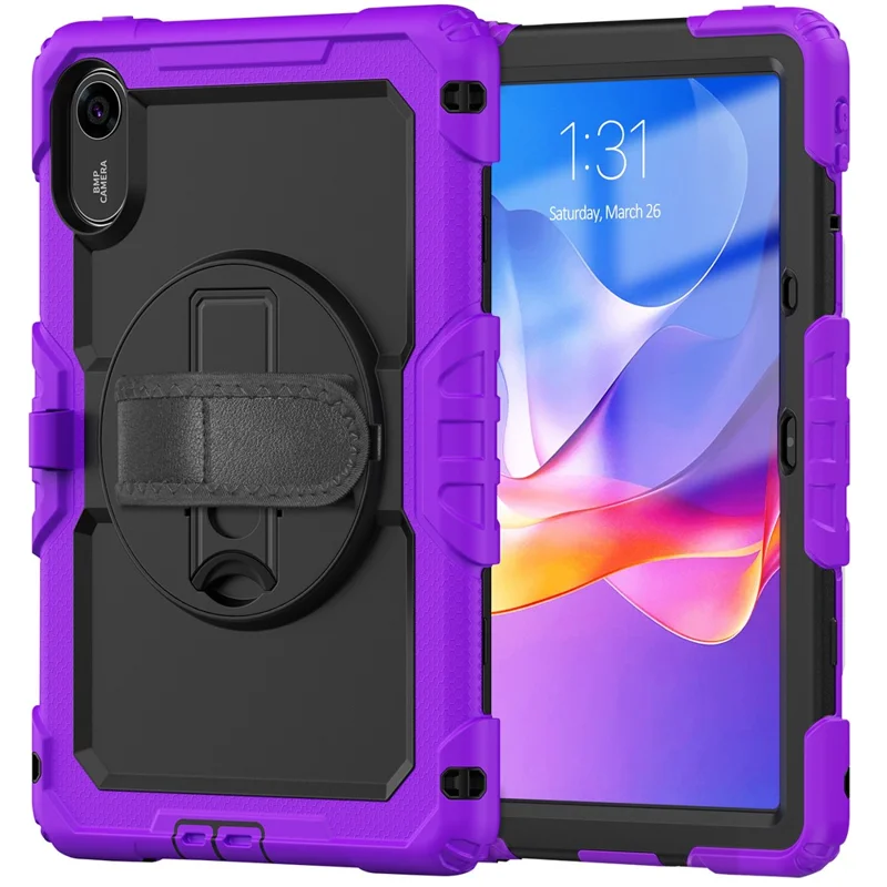 For Xiaomi Redmi Pad 2 11 Case with PET Film / Stylus Holder / Shoulder Strap PC Silicone Tablet Cover - Purple