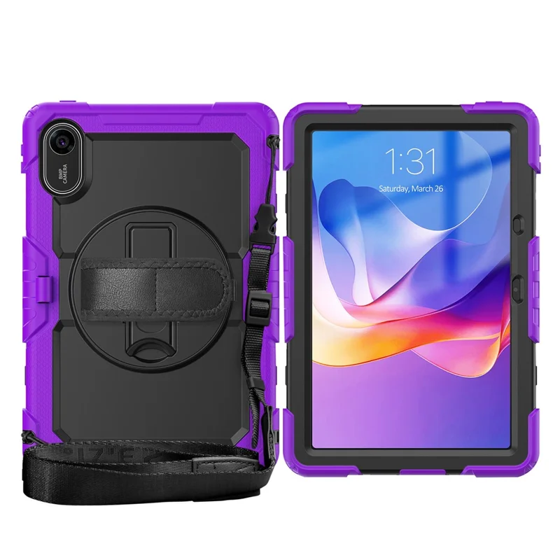 For Xiaomi Redmi Pad 2 11 Case with PET Film / Stylus Holder / Shoulder Strap PC Silicone Tablet Cover - Purple