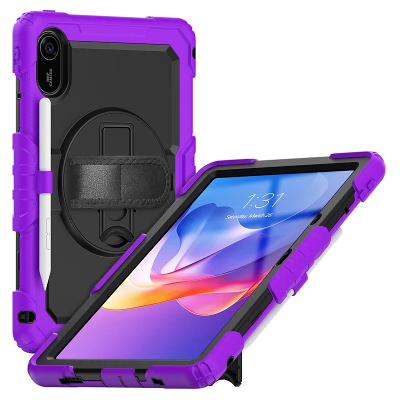 For Xiaomi Redmi Pad 2 11 Case with PET Film / Stylus Holder / Shoulder Strap PC Silicone Tablet Cover - Purple
