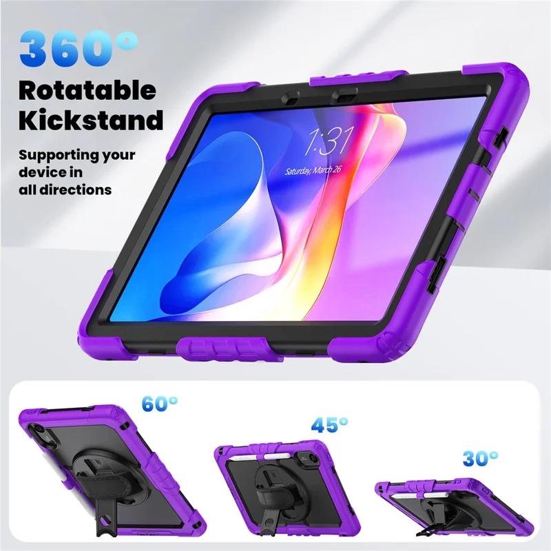 For Xiaomi Redmi Pad 2 11 Case with PET Film / Stylus Holder / Shoulder Strap PC Silicone Tablet Cover - Purple