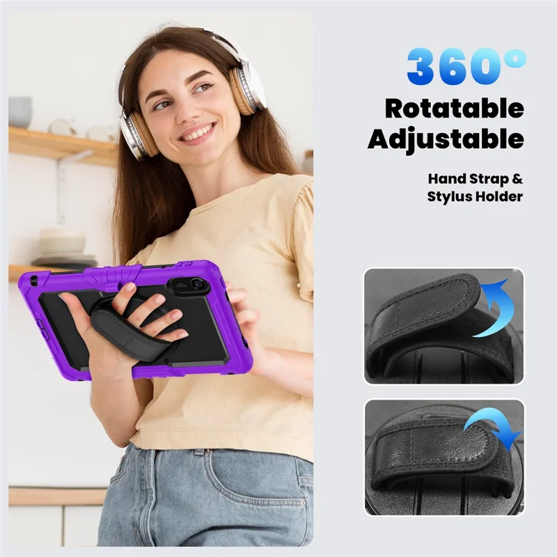 For Xiaomi Redmi Pad 2 11 Case with PET Film / Stylus Holder / Shoulder Strap PC Silicone Tablet Cover - Purple