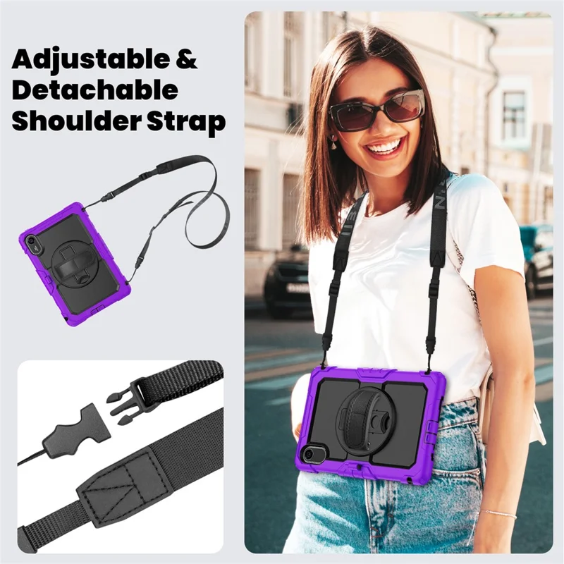 For Xiaomi Redmi Pad 2 11 Case with PET Film / Stylus Holder / Shoulder Strap PC Silicone Tablet Cover - Purple