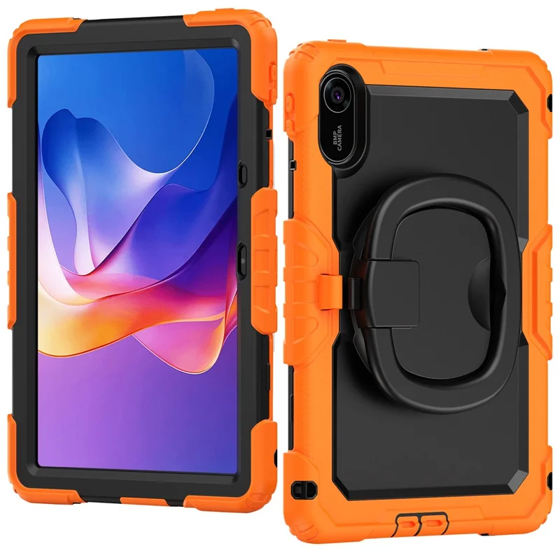 For Xiaomi Redmi Pad 2 Kickstand Case with Stylus Holder / Shoulder Strap PC Silicone Tablet Cover - Orange