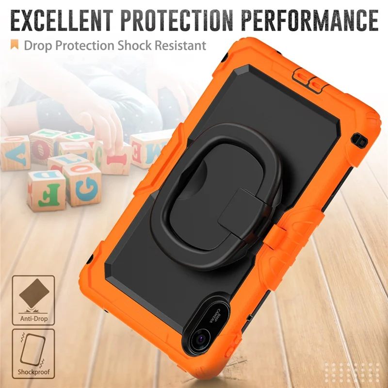 For Xiaomi Redmi Pad 2 Kickstand Case with Stylus Holder / Shoulder Strap PC Silicone Tablet Cover - Orange