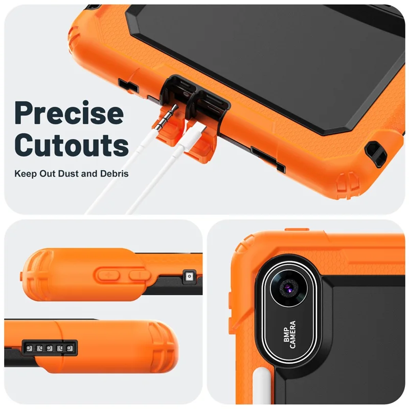 For Xiaomi Redmi Pad 2 Kickstand Case with Stylus Holder / Shoulder Strap PC Silicone Shockproof Tablet Cover - Orange
