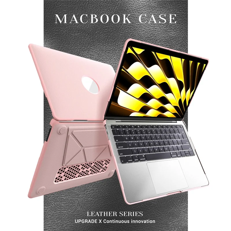 Laptop Case for MacBook Air 13 inch (2020) / (2018) A2337 M1 A2179 A1932 Kickstand PU TPU PC Notebook Protective Cover - Pink