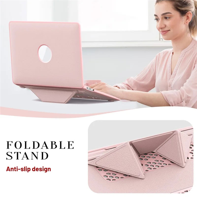 Laptop Case for MacBook Air 13 inch (2020) / (2018) A2337 M1 A2179 A1932 Kickstand PU TPU PC Notebook Protective Cover - Pink