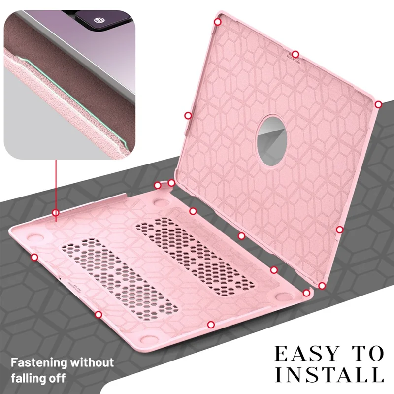 Laptop Case for MacBook Air 13 inch (2020) / (2018) A2337 M1 A2179 A1932 Kickstand PU TPU PC Notebook Protective Cover - Pink
