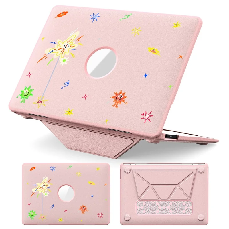 Pattern Printing Laptop Case for MacBook Air 13 inch (2020) / (2018) A2337 M1 A2179 A1932 Notebook Kickstand Cover - Spark / Pink