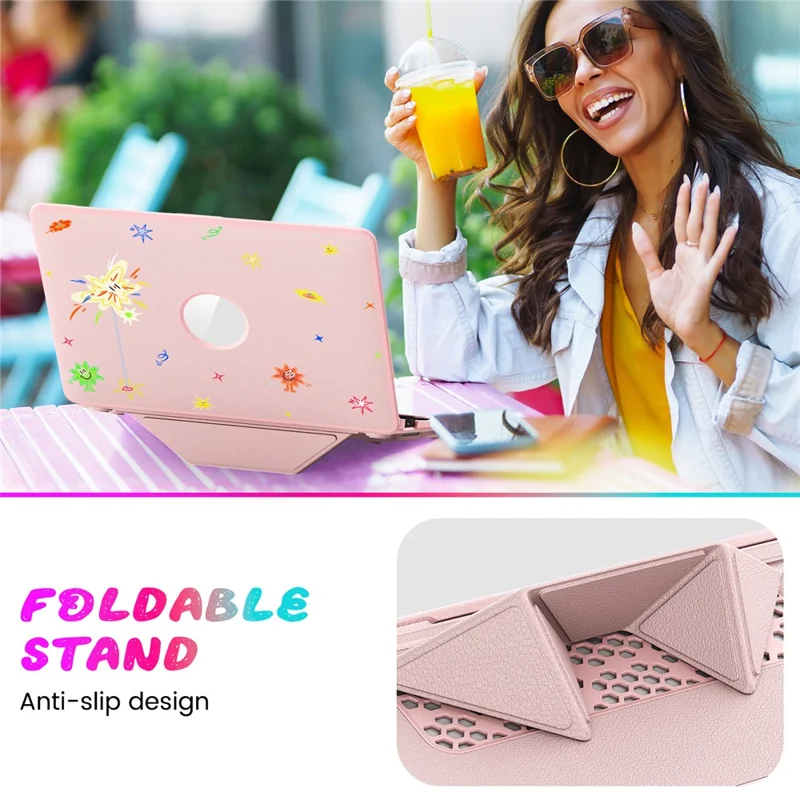 Pattern Printing Laptop Case for MacBook Air 13 inch (2020) / (2018) A2337 M1 A2179 A1932 Notebook Kickstand Cover - Spark / Pink