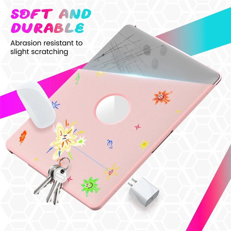 Pattern Printing Laptop Case for MacBook Air 13 inch (2020) / (2018) A2337 M1 A2179 A1932 Notebook Kickstand Cover - Spark / Pink