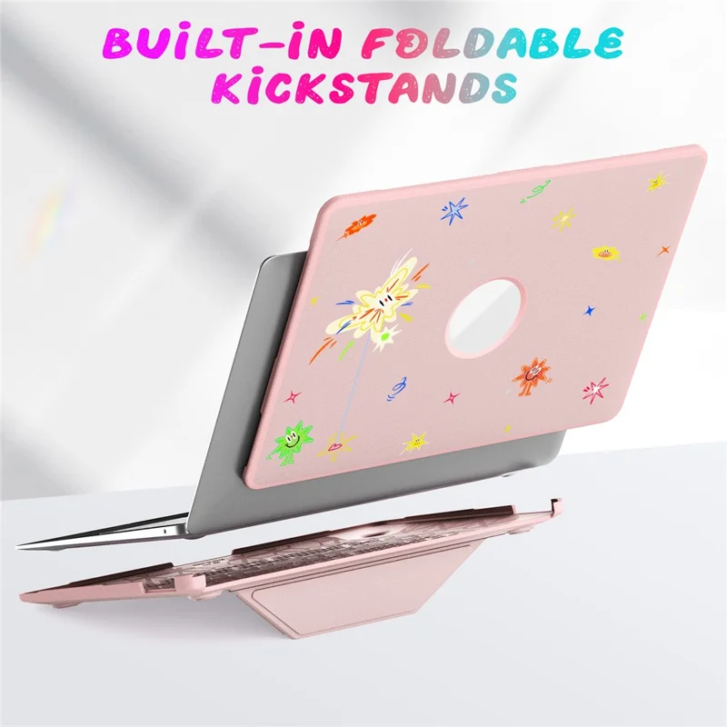 Pattern Printing Laptop Case for MacBook Air 13 inch (2020) / (2018) A2337 M1 A2179 A1932 Notebook Kickstand Cover - Spark / Pink