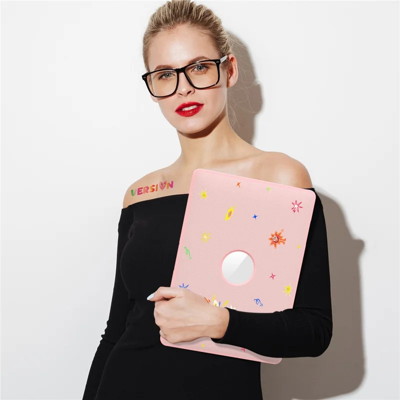 Pattern Printing Laptop Case for MacBook Air 13 inch (2020) / (2018) A2337 M1 A2179 A1932 Notebook Kickstand Cover - Spark / Pink