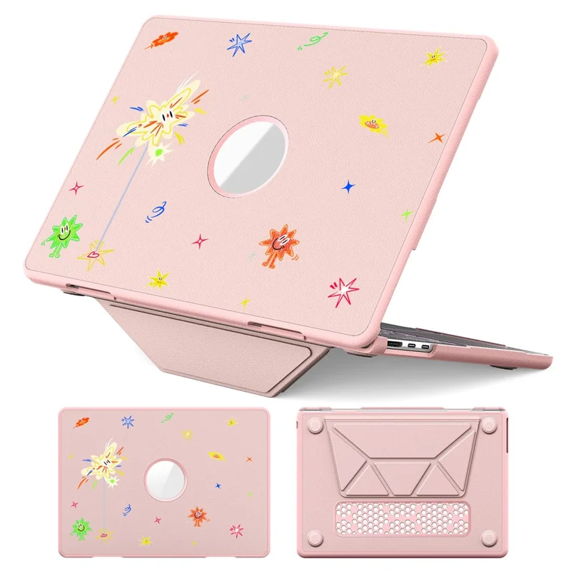 Pattern Printing Laptop Case for MacBook Air 13 inch (2025) / (2024) / (2022) / M2 A2681 / M3 A3113 / M4 A3240 Notebook Kickstand Cover - Spark / Pink