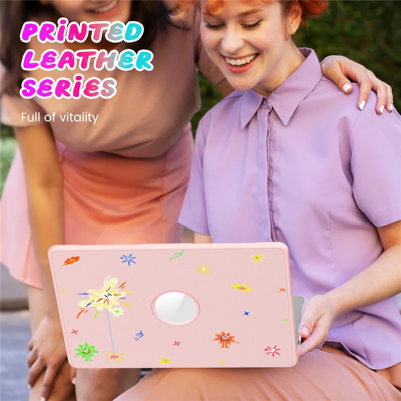 Pattern Printing Laptop Case for MacBook Air 13 inch (2025) / (2024) / (2022) / M2 A2681 / M3 A3113 / M4 A3240 Notebook Kickstand Cover - Spark / Pink