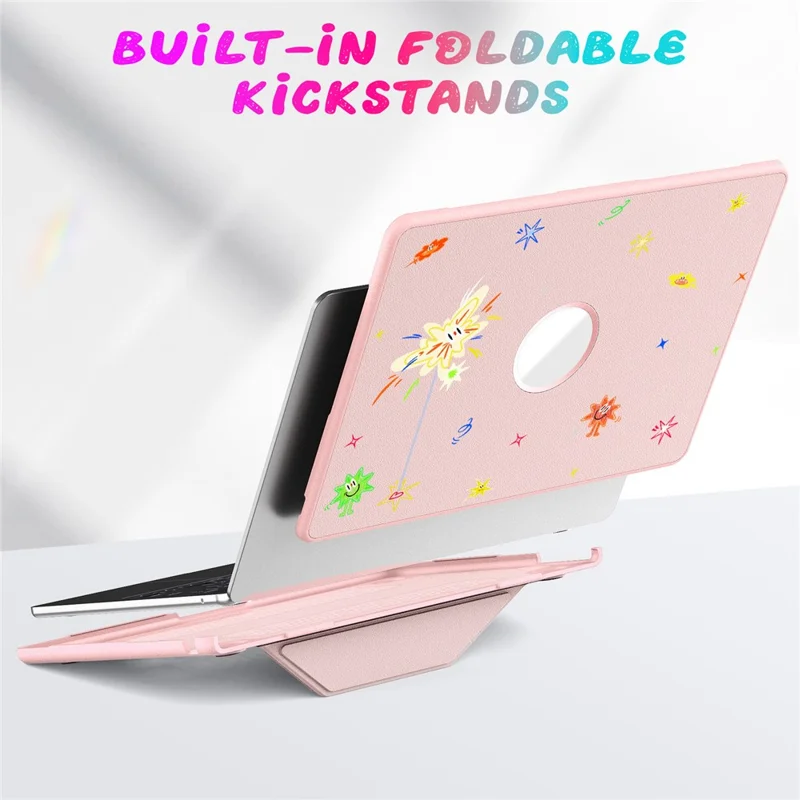 Pattern Printing Laptop Case for MacBook Air 13 inch (2025) / (2024) / (2022) / M2 A2681 / M3 A3113 / M4 A3240 Notebook Kickstand Cover - Spark / Pink