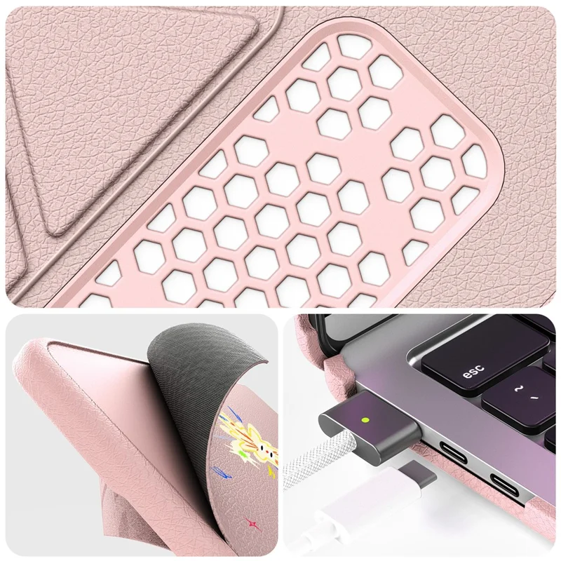 Pattern Printing Laptop Case for MacBook Air 13 inch (2025) / (2024) / (2022) / M2 A2681 / M3 A3113 / M4 A3240 Notebook Kickstand Cover - Spark / Pink