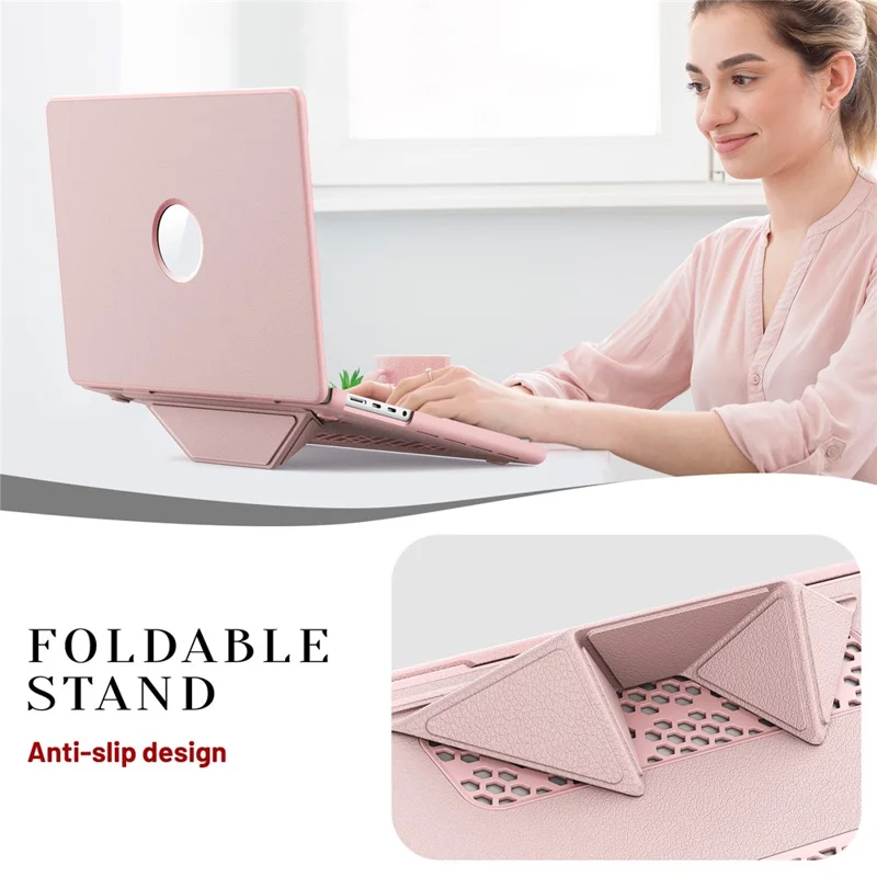 Laptop Case for MacBook Pro 14 inch (2024) / (2023) / (2021) / A2442 M1 Pro / Max / A2779 / M3 A2918 A2992 / M4 A3112 A3185 A3401 Notebook Kickstand Cover - Pink