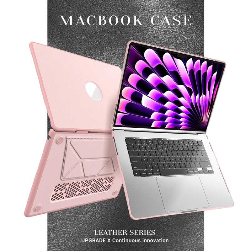 Laptop Case for MacBook Air 15 inch (2025) / (2024) / (2023) / M2 A2941 / M3 A3114 / M4 A3241 Notebook Kickstand Cover - Pink