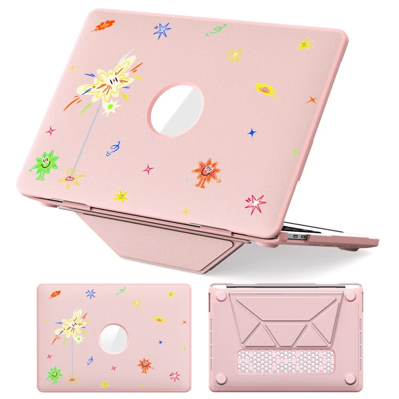 Pattern Printing Laptop Case for MacBook Pro 13 inch (2020) / (2019) / (2018) / (2017) / (2016) Notebook Kickstand Cover - Spark / Pink