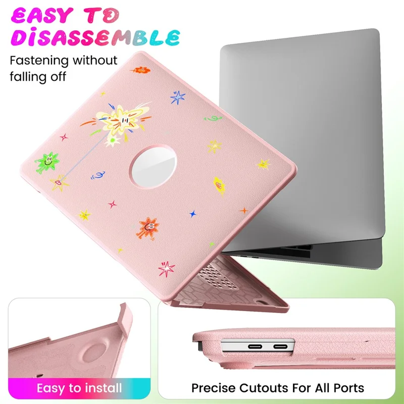 Pattern Printing Laptop Case for MacBook Pro 13 inch (2020) / (2019) / (2018) / (2017) / (2016) Notebook Kickstand Cover - Spark / Pink
