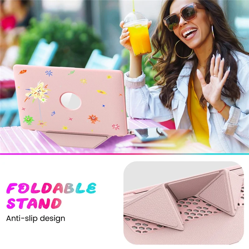 Pattern Printing Laptop Case for MacBook Pro 13 inch (2020) / (2019) / (2018) / (2017) / (2016) Notebook Kickstand Cover - Spark / Pink