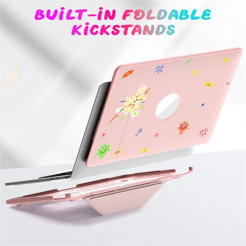Pattern Printing Laptop Case for MacBook Pro 13 inch (2020) / (2019) / (2018) / (2017) / (2016) Notebook Kickstand Cover - Spark / Pink