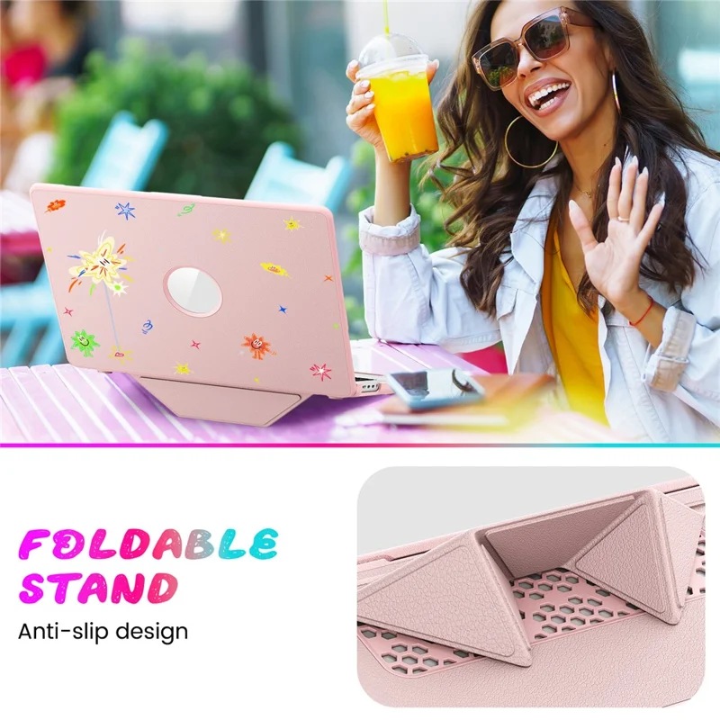 Pattern Printing Laptop Case for MacBook Pro 14 inch (2024) / (2023) / (2021) Notebook Kickstand Cover - Spark / Pink