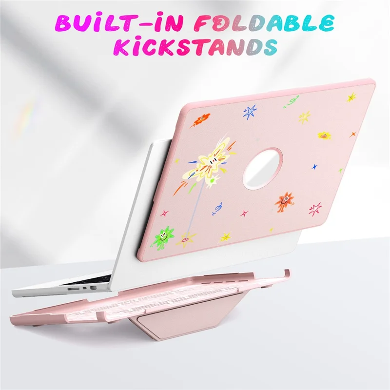Pattern Printing Laptop Case for MacBook Pro 14 inch (2024) / (2023) / (2021) Notebook Kickstand Cover - Spark / Pink