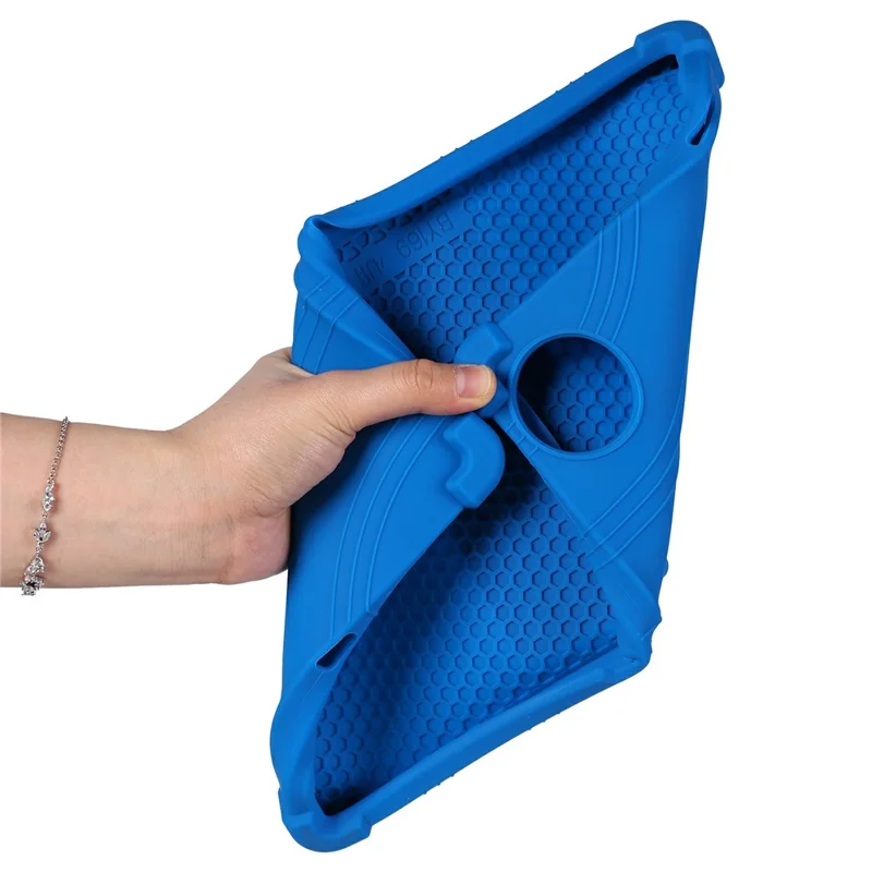 For Doogee Tab A9+ / Tab A9 Pro+ Case Adjustable Kickstand Silicone Tablet Protective Cover - Dark Blue