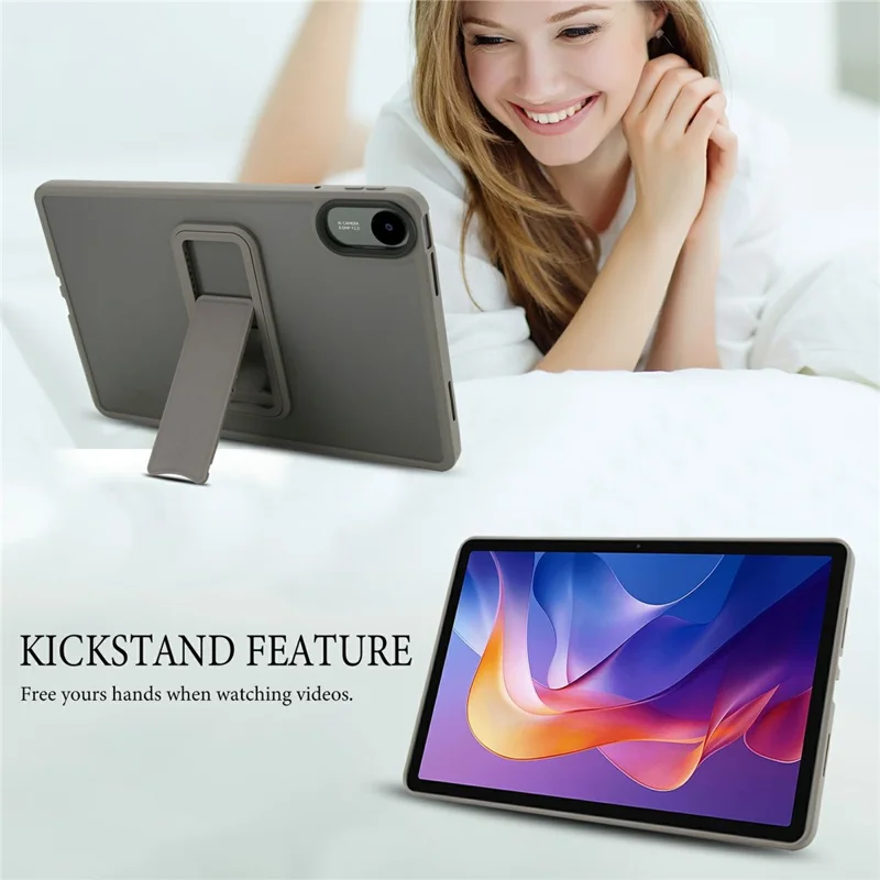 For Xiaomi Redmi Pad 2 / Pad SE 11 2025 Case with Kickstand TPU + PC Skin-Touch Tablet Cover - Grey
